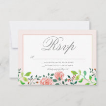 RSVP-Karte für Rosa und Weiße Rosen