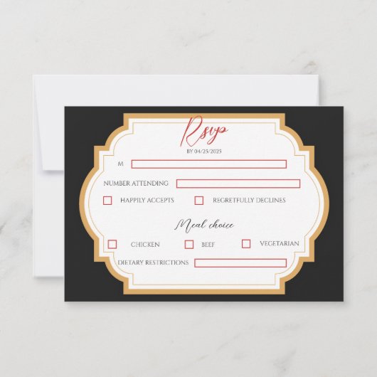 RSVP-Karte für Rot und Schwarz-Gotisch RSVP Karte (Rückseite)