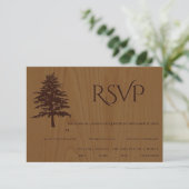 RSVP-Karte für rustikale Hochzeit mit Holzbaum RSVP Karte (Stehend Vorderseite)