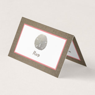 RSVP-Karte für Sand Dollar & Burlap-Foto Visitenkarten