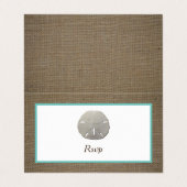 RSVP-Karte für Sand Dollar & Burlap-Foto Visitenkarten (Außenseite Aufgefaltet)