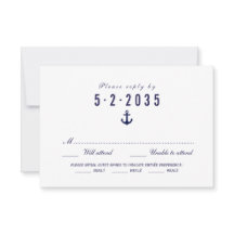 RSVP-Karte für saubere, weiße Nautische Hochzeit -