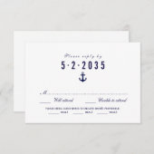 RSVP-Karte für saubere, weiße Nautische Hochzeit - RSVP Karte (Vorne/Hinten)