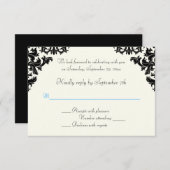 RSVP-Karte für Schwarz, Elfenbein und Blau Einladung (Vorne/Hinten)