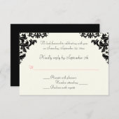 RSVP-Karte für Schwarz, Elfenbeinküste und Koralle RSVP Karte (Vorne/Hinten)