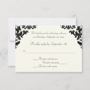 RSVP-Karte für Schwarz, Elfenbeinküste und Koralle RSVP Karte
