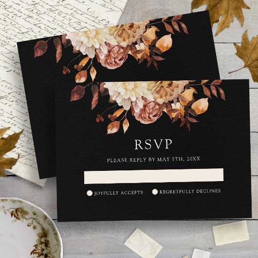 RSVP-Karte für Schwarz-Fall-Kupfer RSVP Karte