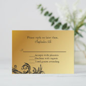 RSVP-Karte für Schwarz-Gold-Hochzeiten RSVP Karte (Stehend Vorderseite)