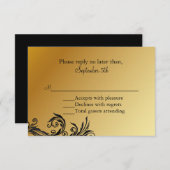 RSVP-Karte für Schwarz-Gold-Hochzeiten RSVP Karte (Vorne/Hinten)