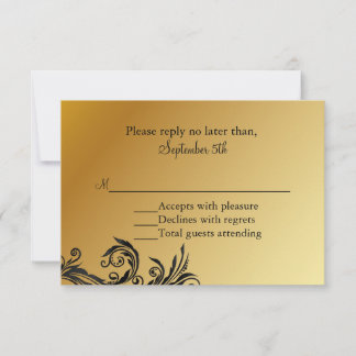 RSVP-Karte für Schwarz-Gold-Hochzeiten RSVP Karte