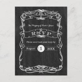 RSVP-Karte für Schwarz-Holz und Weiß-Jahrgang Einladungspostkarte