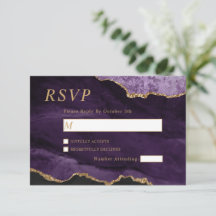 RSVP-Karte für Schwarz/Lila Goldhochzeit