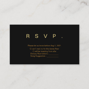 RSVP-Karte für Schwarz und Gold Begleitkarte