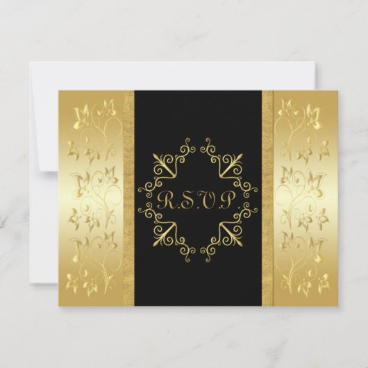 RSVP-Karte für Schwarz und Gold RSVP Karte (Vorderseite)