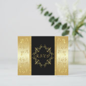 RSVP-Karte für Schwarz und Gold RSVP Karte (Stehend Vorderseite)