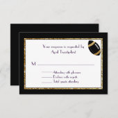RSVP-Karte für Schwarz und Imitat-Glitzer RSVP Karte (Vorne/Hinten)