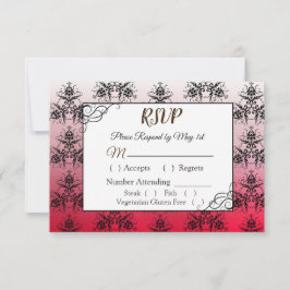 RSVP-Karte für Schwarz und Rot Damask RSVP Karte