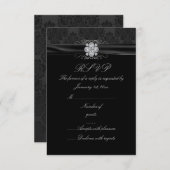 RSVP-Karte für Schwarz und Silber RSVP Karte (Vorne/Hinten)