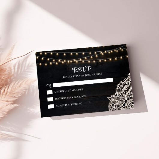 RSVP-Karte für Schwarz und Weiß Dankeskarte