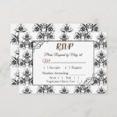 RSVP-Karte für Schwarz-Weiß-Damask RSVP Karte (Vorne/Hinten)