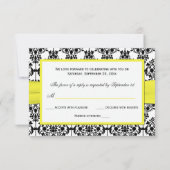 RSVP-Karte für Schwarz, Weiß, Gelb RSVP Karte (Rückseite)