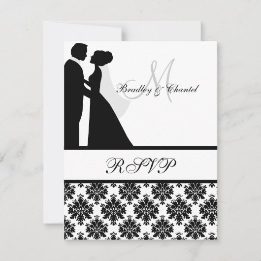 RSVP-Karte für Schwarz-Weiß-Hochzeit RSVP Karte (Vorderseite)
