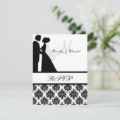 RSVP-Karte für Schwarz-Weiß-Hochzeit RSVP Karte (Stehend Vorderseite)