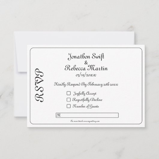 RSVP-Karte für Schwarz-Weiß-Hochzeit RSVP Karte (Vorderseite)
