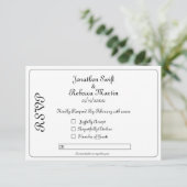 RSVP-Karte für Schwarz-Weiß-Hochzeit RSVP Karte (Stehend Vorderseite)
