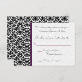 RSVP-Karte für Schwarz, Weiß, Lila Damaskus RSVP Karte (Vorne/Hinten)