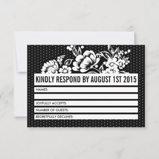 RSVP-Karte für Schwarz/Weiß-Mod-Farbblock RSVP Karte (Vorderseite)