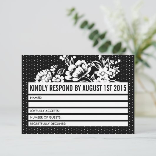 RSVP-Karte für Schwarz/Weiß-Mod-Farbblock RSVP Karte (Stehend Vorderseite)