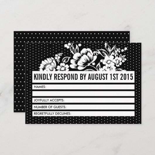 RSVP-Karte für Schwarz/Weiß-Mod-Farbblock RSVP Karte (Vorne/Hinten)