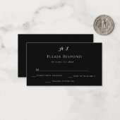 RSVP-Karte für Schwarz-Weiß-Monogramm-Hochzeit Mitteilungskarte (Vorderseite/Rückseite Beispiel)