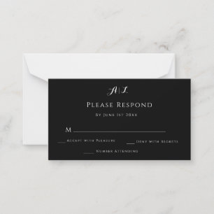 RSVP-Karte für Schwarz-Weiß-Monogramm-Hochzeit Mitteilungskarte