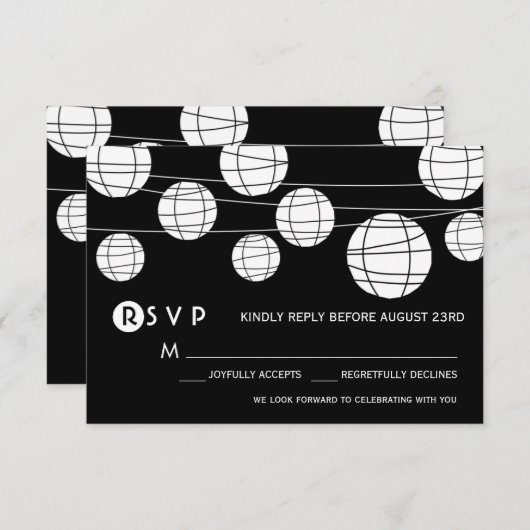 RSVP-Karte für Schwarz-Weiß-Papier RSVP Karte (Vorne/Hinten)
