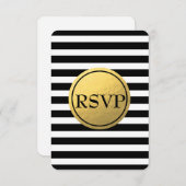RSVP-Karte für Schwarz/Weiß-Streifen RSVP Karte (Vorne/Hinten)