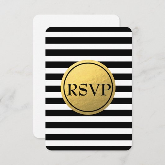 RSVP-Karte für Schwarz/Weiß-Streifen RSVP Karte (Vorne/Hinten)