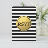 RSVP-Karte für Schwarz/Weiß-Streifen RSVP Karte (Stehend Vorderseite)