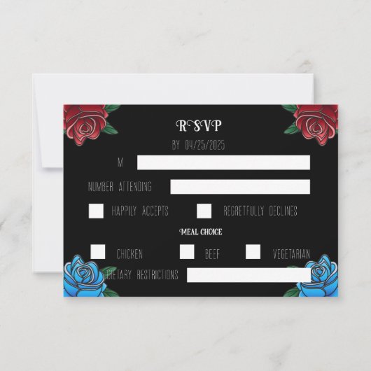 RSVP-Karte für Schwarz-Weiß-Tattoo-Rock RSVP Karte (Rückseite)