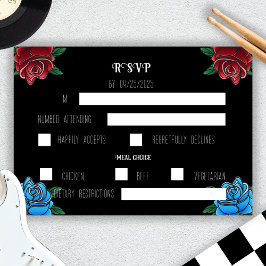 RSVP-Karte für Schwarz-Weiß-Tattoo-Rock RSVP Karte
