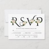 RSVP-Karte für Schwarz, Weiß und Rosen RSVP Karte (Vorderseite)