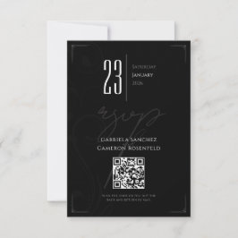 RSVP-Karte für Schwarz-Weiß-Vintage-Hochzeit RSVP Karte