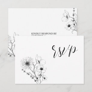 RSVP-Karte für Schwarz-weißes Drehbuch RSVP Karte