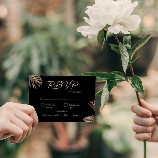 RSVP-Karte für Schwarze und goldene Botanische Hoc RSVP Karte
