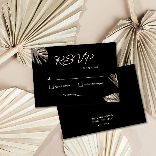 RSVP-Karte für Schwarze und goldene Botanische Hoc RSVP Karte