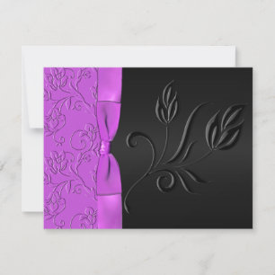 RSVP-Karte für schwarze und Lila Satin-Ribbon RSVP Karte