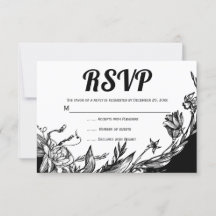 RSVP-Karte für schwarze, weiße Blume