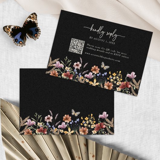 RSVP-Karte für Schwarze Wildblume RSVP Karte