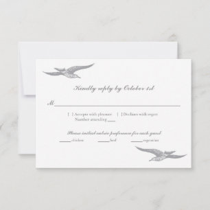 RSVP-Karte für Seevögel für Hochzeiten an der Küst RSVP Karte